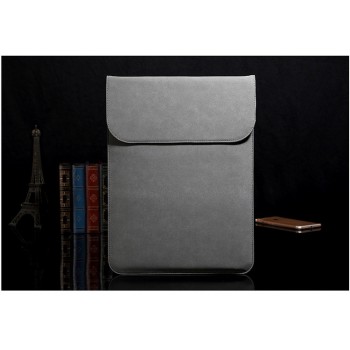 Матовый чехол-мешок текстура Кожа с клапаном на магнитах для MacBook Pro 15/16 Серый