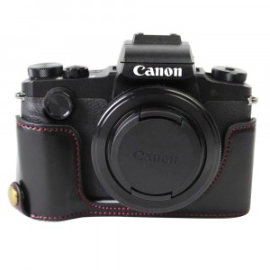 Получехол текстура Кожа с доступом к отсекам для Canon PowerShot G1 X Mark III Черный