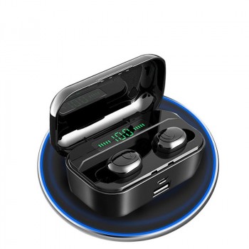 Беспроводные влагозащищенные (IPX7) наушники True Wireless Bluetooth 5.0 с магнитным зарядным кейсом 3500мАч с LED-дисплеем, функцией повербанка и поддержкой беспроводной зарядки