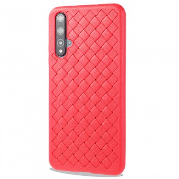 Силиконовый матовый непрозрачный чехол с текстурным покрытием Плетеная кожа для Huawei Honor 20/Nova 5T Красный