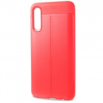 Силиконовый чехол накладка для Samsung Galaxy A30s/A50 с текстурой кожи Красный