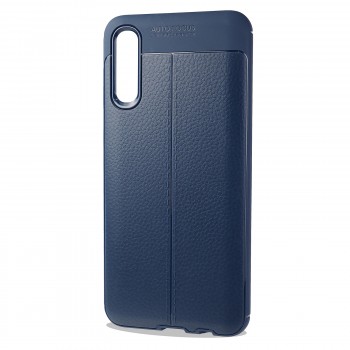 Силиконовый чехол накладка для Samsung Galaxy A30s/A50 с текстурой кожи Синий