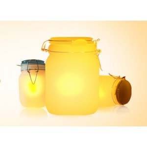 Банка-LED светильник на солнечной батарее двухцветный (желтый/голубой)