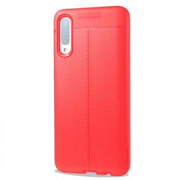 Силиконовый чехол накладка для Samsung Galaxy A70 с текстурой кожи Красный