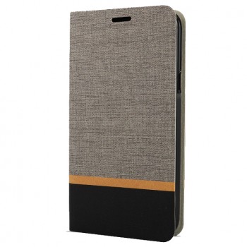 Флип чехол-книжка для Samsung Galaxy A70 с текстурой ткани и функцией подставки Серый