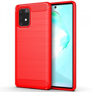 Силиконовый матовый непрозрачный чехол с текстурным покрытием Металлик для Samsung Galaxy S10 Lite  Красный