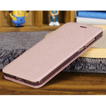 Чехол горизонтальная книжка подставка текстура Золото на силиконовой основе для Xiaomi RedMi 4 Розовый