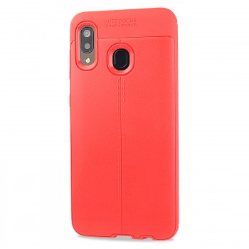 Силиконовый чехол накладка для Samsung Galaxy A20/A30 с текстурой кожи Красный