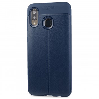 Силиконовый чехол накладка для Samsung Galaxy A20/A30 с текстурой кожи Синий