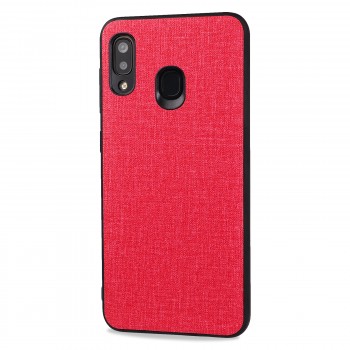 Силиконовый матовый непрозрачный чехол с текстурным покрытием Ткань для Samsung Galaxy A20/A30 Красный