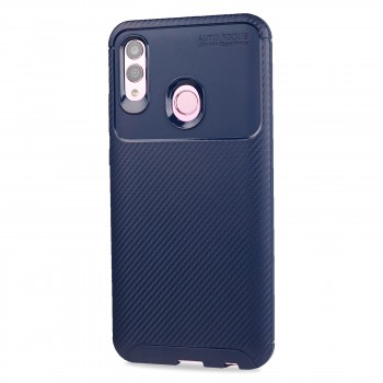 Матовый силиконовый чехол для Huawei Honor 10 Lite/P Smart (2019) с текстурным покрытием карбон Синий