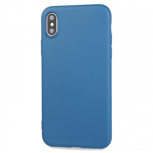 Силиконовый матовый непрозрачный чехол с нескользящим софт-тач покрытием для Iphone x10/Xs, цвет Синий