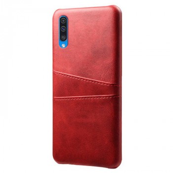 Чехол накладка текстурная отделка Кожа с отсеком для карт для Samsung Galaxy A50/A30s Красный