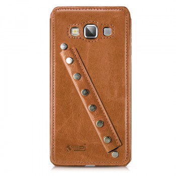 Эксклюзивный кожаный чехол оболочка с дизайнерским кистевым ремнем ручной работы для Samsung Galaxy A5 Коричневый