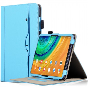 Чехол книжка подставка с рамочной защитой экрана и отсеком для карт для Huawei MatePad Pro 2019/2021 Голубой