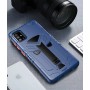 Противоударный двухкомпонентный силиконовый матовый непрозрачный чехол с поликарбонатными вставками экстрим защиты с встроенной ножкой-подставкой для Samsung Galaxy S10 Lite , цвет Синий