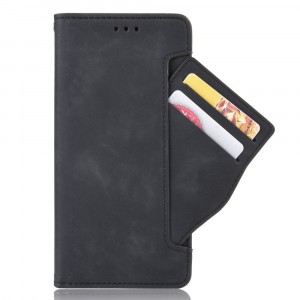 Винтажный чехол портмоне подставка на силиконовой основе с отсеком для карт и внешним картхолдером на магнитной защелке для Samsung Galaxy S10 Lite Черный