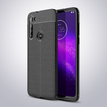 Чехол задняя накладка для Motorola Moto G8 с текстурой кожи