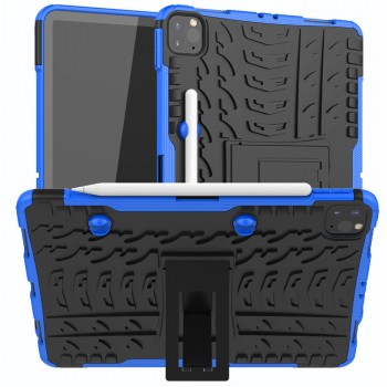 Противоударный двухкомпонентный силиконовый матовый непрозрачный чехол с поликарбонатными вставками для экстрим защиты с встроенной ножкой-подставкой и креплениями для пера для Ipad Pro 11 (2020)/ Pro 11 (2021)
