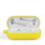 Силиконовый матовый противоударный чехол с карабином для Honor Magic EarBuds/Huawei FreeBuds 3i, цвет Желтый