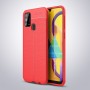 Силиконовый чехол накладка для Samsung Galaxy M31 с текстурой кожи, цвет Красный