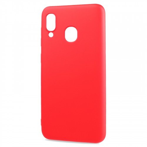Силиконовый матовый непрозрачный чехол с нескользящим софт-тач покрытием для Samsung Galaxy A10, цвет Красный