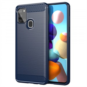 Матовый силиконовый чехол для Samsung Galaxy A21s с текстурным покрытием металлик