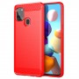 Матовый силиконовый чехол для Samsung Galaxy A21s с текстурным покрытием металлик, цвет Красный