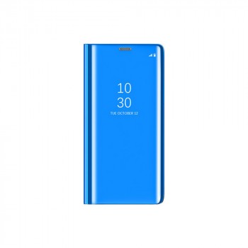 Пластиковый зеркальный чехол книжка для Huawei P20 Lite с полупрозрачной крышкой для уведомлений Синий