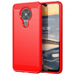 Матовый силиконовый чехол для Nokia 5.3 с текстурным покрытием металлик Красный