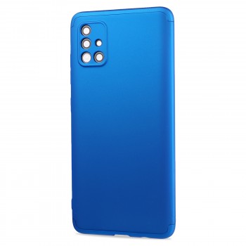 Трехкомпонентный сборный матовый пластиковый чехол для Samsung Galaxy A51 Синий