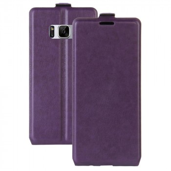 Вертикальный чехол-книжка для Samsung Galaxy S8 с отделениями для карт и магнитной защелкой Фиолетовый