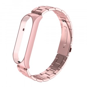 Металлический блочный ремешок для Xiaomi Mi Smart Band 5/6 Розовый