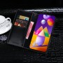 Чехол портмоне подставка текстура Крокодил на силиконовой основе с отсеком для карт на дизайнерской магнитной защелке для Samsung Galaxy M31s, цвет Черный