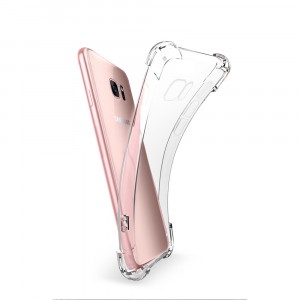 Силиконовый глянцевый транспарентный чехол с усиленными углами для Samsung Galaxy S7