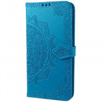 Чехол портмоне подставка для Samsung Galaxy M21/M30s с декоративным тиснением на магнитной защелке Синий
