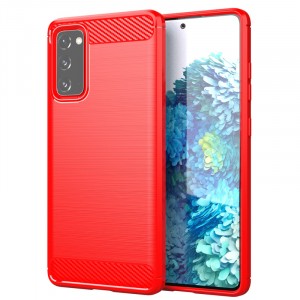 Матовый силиконовый чехол для Samsung Galaxy S20 FE с текстурным покрытием металлик Красный
