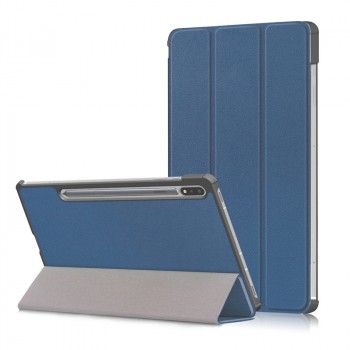 Сегментарный чехол книжка подставка на непрозрачной поликарбонатной основе для Samsung Galaxy Tab S7 Синий