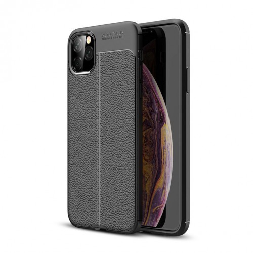 Силиконовый чехол накладка для Iphone 12 Mini с текстурой кожи, цвет Черный