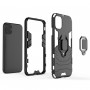 Противоударный двухкомпонентный силиконовый чехол для Iphone 12 Mini с кольцом-держателем и поликарбонатными вставками, цвет Черный