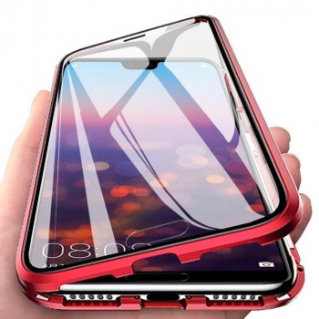 Двухкомпонентный металлический магнитный чехол для  Iphone 12 Pro/ с защитным стеклом и прозрачной задней накладкой