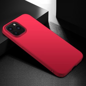Матовый пластиковый чехол для Iphone 12 Pro Max с улучшенной защитой торцов корпуса Красный
