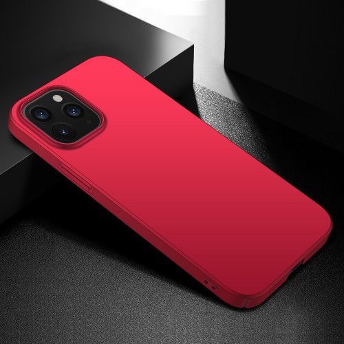 Матовый пластиковый чехол для Iphone 12 Mini с улучшенной защитой торцов корпуса, цвет Красный