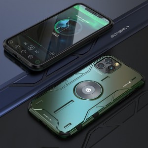 Металлический противоударный двухкомпонентный чехол для Iphone 11 Зеленый