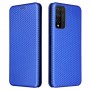 Чехол флип на силиконовой основе текстура Карбон с отсеком для карт для Huawei Honor 10X Lite , цвет Синий