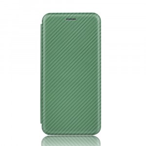 Чехол флип на силиконовой основе текстура Карбон с отсеком для карт для Huawei Honor 10X Lite  Зеленый