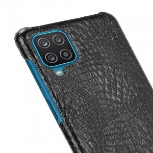 Пластиковый непрозрачный матовый чехол с текстурным покрытием Крокодил для Samsung Galaxy A12/M12