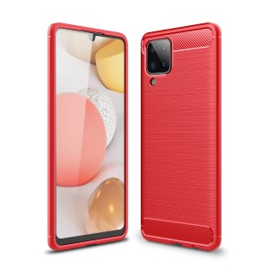 Матовый силиконовый чехол для Samsung Galaxy M12/A12 с текстурным покрытием металлик Красный