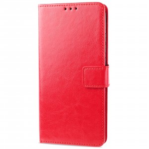 Глянцевый водоотталкивающий чехол портмоне подставка для Samsung Galaxy M12/A12 с магнитной защелкой и отделениями для карт Красный
