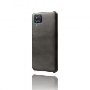 Пластиковый непрозрачный матовый чехол с текстурным покрытием Кожа для Samsung Galaxy A12/M12 Черный